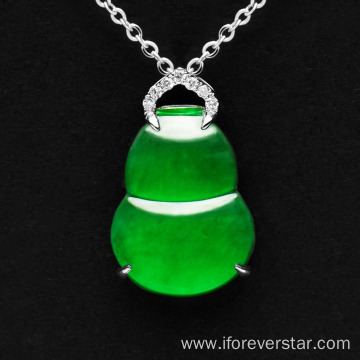 18K White Gold Icy Jadeite Cucurbit Pendant